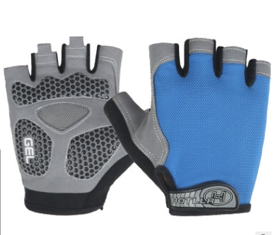 Cycling Shock Absorbing Anti-Slip Gloves Fitness Weight Lifting Training Half-finger Gloves, Size:M(Lake Blue)