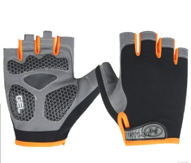 Cycling Shock Absorbing Anti-Slip Gloves Fitness Weight Lifting Training Half-finger Gloves, Size:XL(Black+Orange)