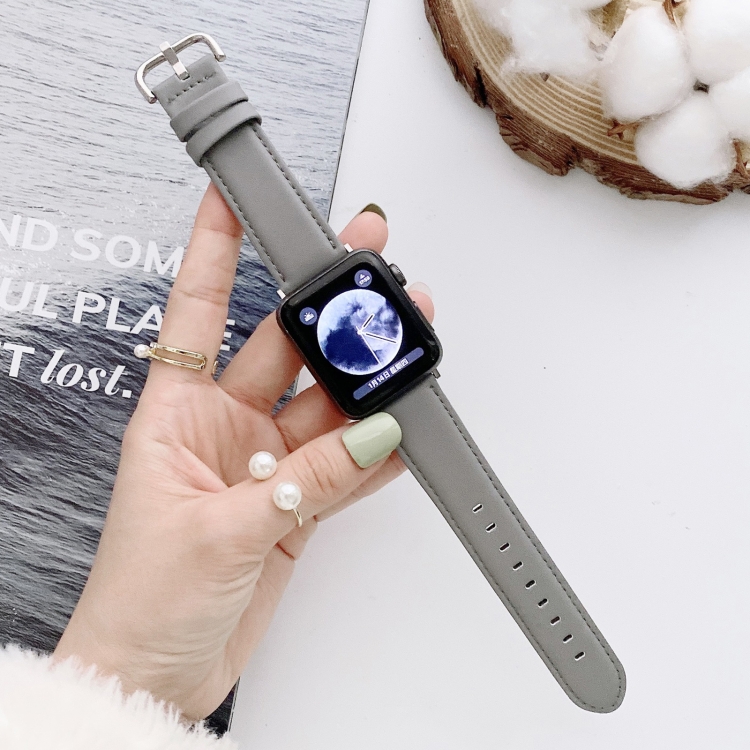 D Character Buckle Smooth Texture Watch Band For Apple Watch Series 9&8&7 41mm / SE 3&SE 2&6&SE&5&4 40mm / 3&2&1 38mm(Gray)