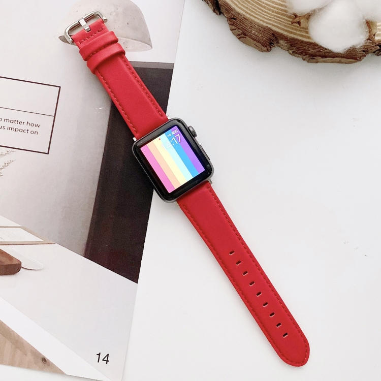 D Character Buckle Smooth Texture Watch Band For Apple Watch Ultra 49mm&Watch Ultra 2 49mm / Series 9&8&7 45mm / SE 3&SE 2&6&SE&5&4 44mm / 3&2&1 42mm(Red)