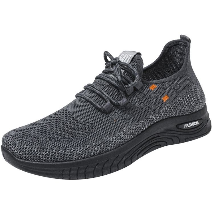 D06 Men Spring Flying Knitting Shoes Lace Up Sports Casual Shoes, Size: 41(Gray)