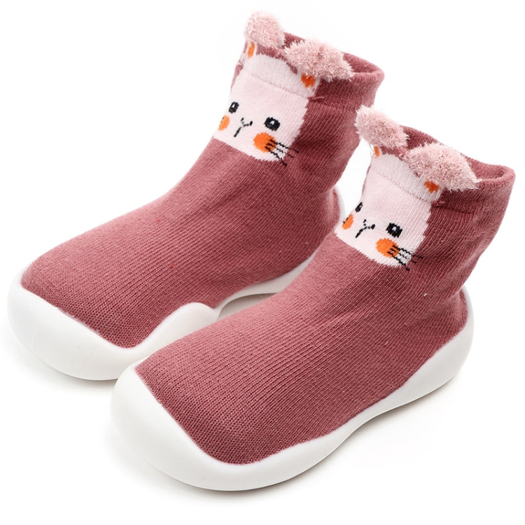 D2201 Children Cartoon Tube Floor Socks Knitted Soft Bottom Baby Shoes Socks, Size: 26-27(Pink Rabbit)