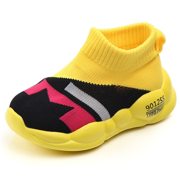 D2232 Breathable Baby Walking Shoes Fly Woven Mesh Children Casual Shoes, Size: 22(Yellow)