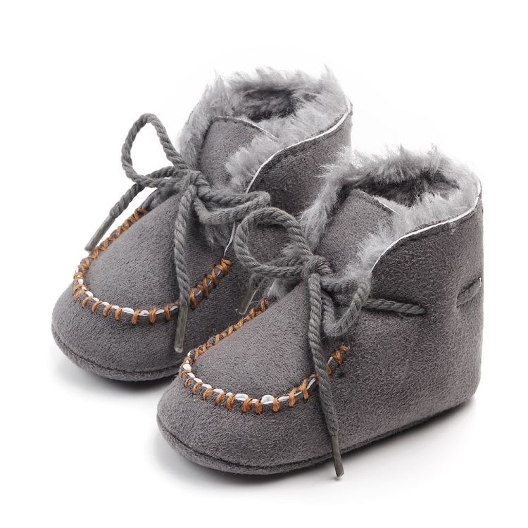 D2245 Winter Warm Baby Cotton Boots Plus Velvet Thickened Baby Walking Shoes, Size: 13cm(Grey)