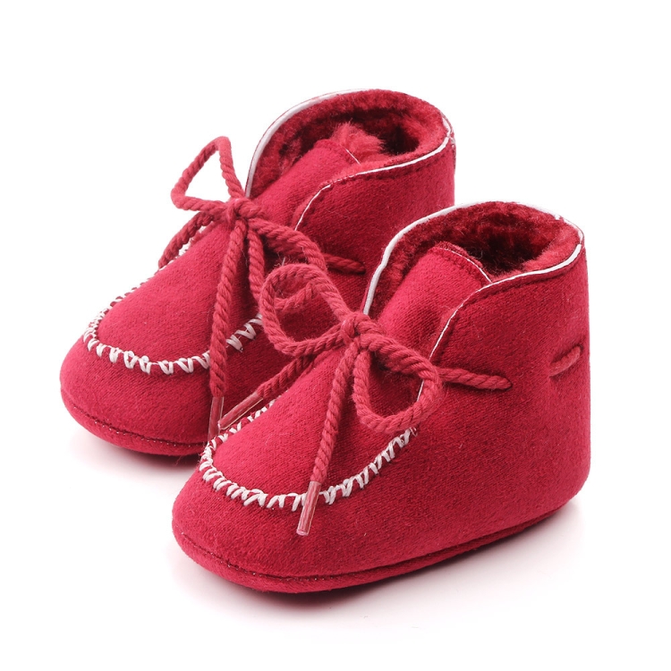 D2245 Winter Warm Baby Cotton Boots Plus Velvet Thickened Baby Walking Shoes, Size: 13cm(Red)
