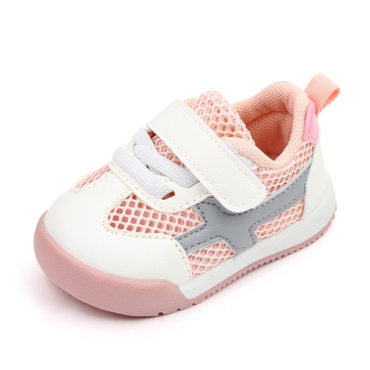 D2678 Autumn Baby Shoes Super Skin Children Sport White Shoees, Size: 18(Single Net Pink)