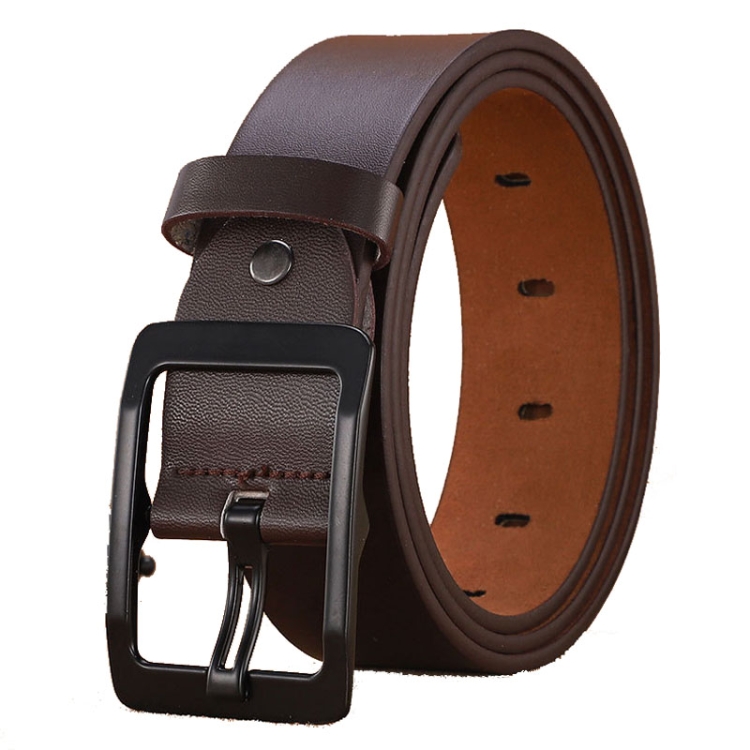 Dandali 120cm Mens Rubberized Pin Buckle Belt Casual Alloy Buckle Belt, Style: Black Sun Buckle(Coffee)