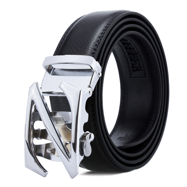 Dandali Casual Men Automatic Buckle Belt Business Soft Leather Pants Band, Length (cm): One Size 110-125cm(ZD-10)
