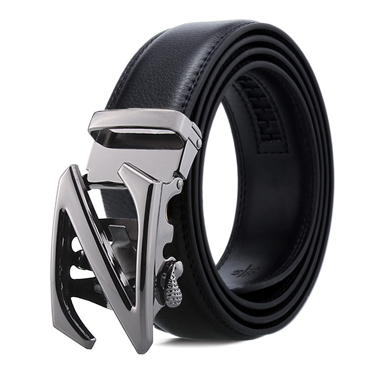 Dandali Casual Men Automatic Buckle Belt Business Soft Leather Pants Band, Length (cm): One Size 110-125cm(ZD-12)