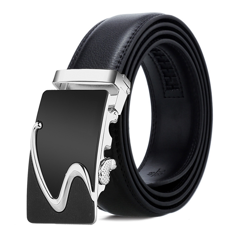 Dandali Casual Men Automatic Buckle Belt Business Soft Leather Pants Band, Length (cm): One Size 110-125cm(ZD-22)
