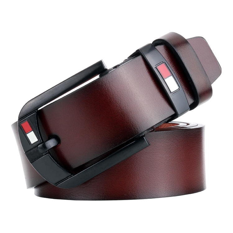 Dandali L8033 Men Retro Casual Antique Pin Buckle Leather Belt Waistband, Size: 125cm(Coffee)