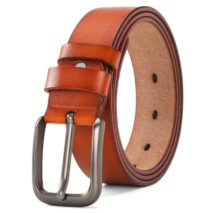 Dandali Men Antique Leather Pin Buckle Belt Casual Simple Pin Buckle Belt, Length: 110cm(Brown)