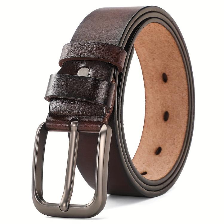Dandali Men Antique Leather Pin Buckle Belt Casual Simple Pin Buckle Belt, Length: 110cm(Coffee)