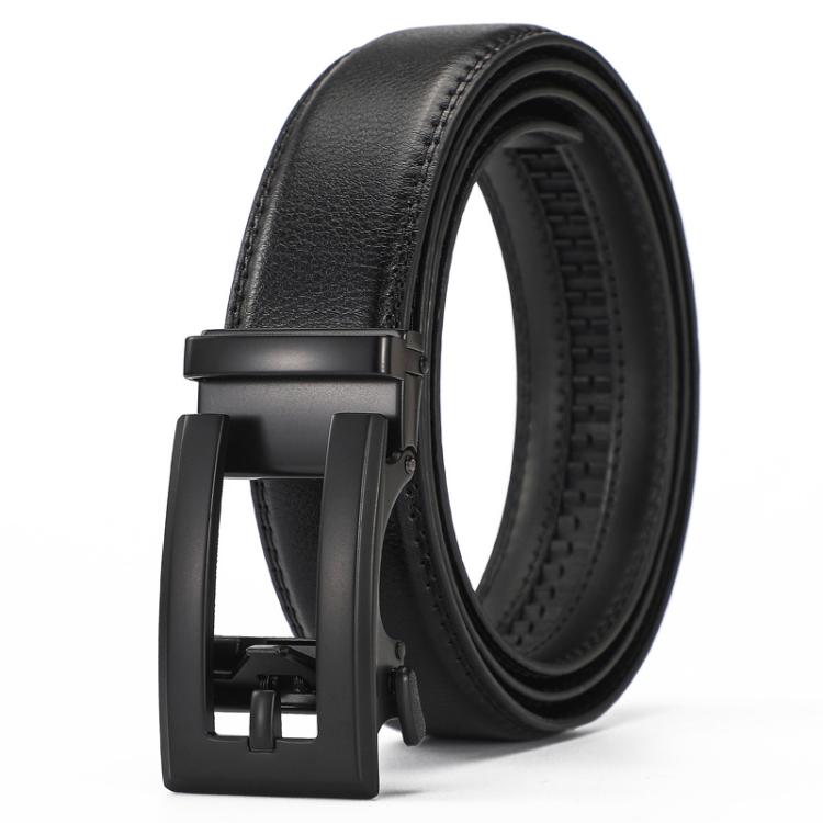 Dandali Men Leather Automatic Buckle Belt, Length: 115cm(Black)