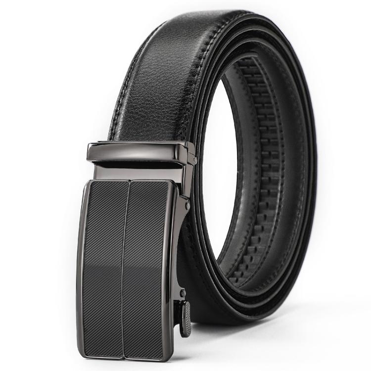 Dandali Men Leather Automatic Buckle Belt, Length: 130cm(Black)