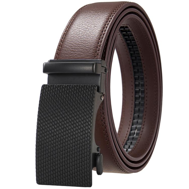 Dandali Men Leather Automatic Buckle Casual Belt, Length: 120cm(Brown)