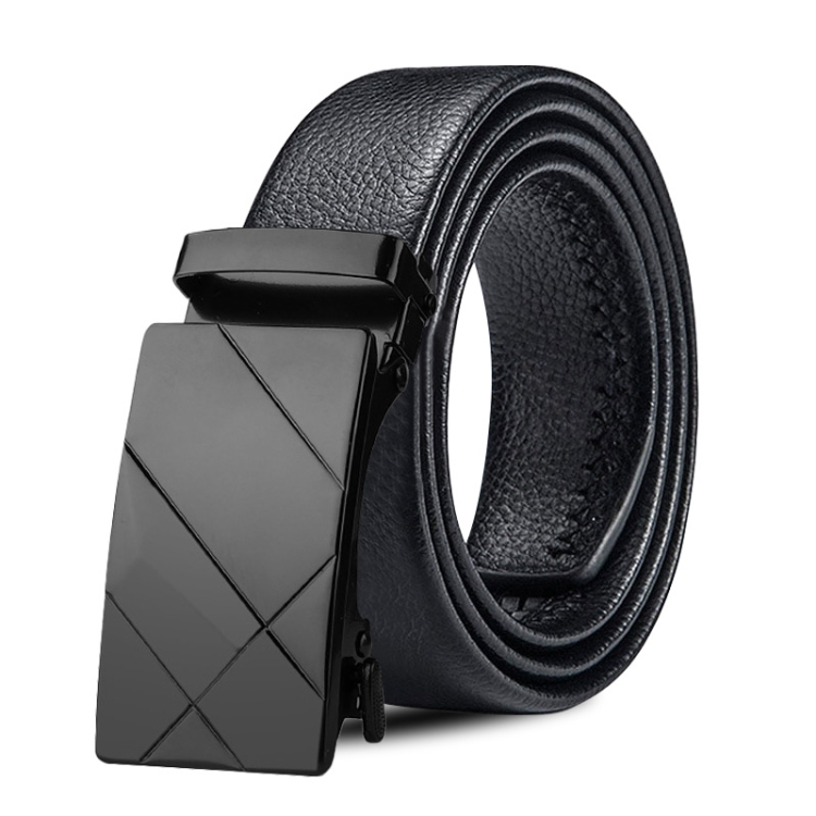 Dandali Mens Triangle Diamond Automatic Buckle Belt Wrapped Edge Scratch Resistant Trouser Belt, Length: 120cm(Black)