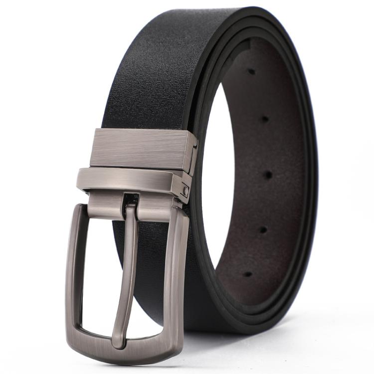 Dandali Rotatable Pin Buckle Men Leather Belt Leisure Belt, Length: 120cm(Black)