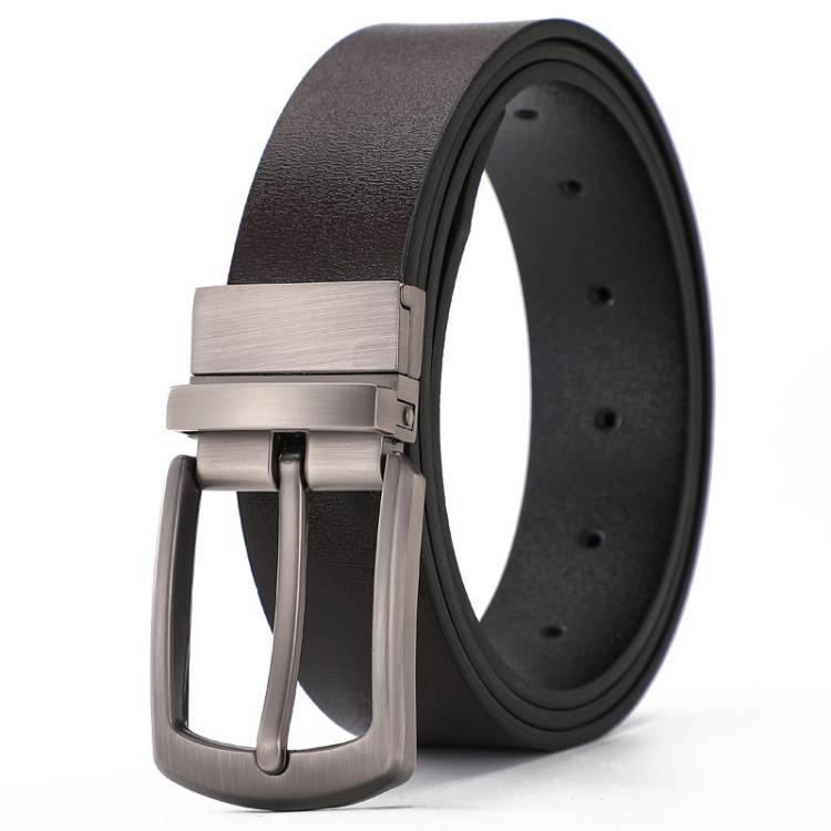 Dandali Rotatable Pin Buckle Men Leather Belt Leisure Belt, Length: 130cm(Brown)