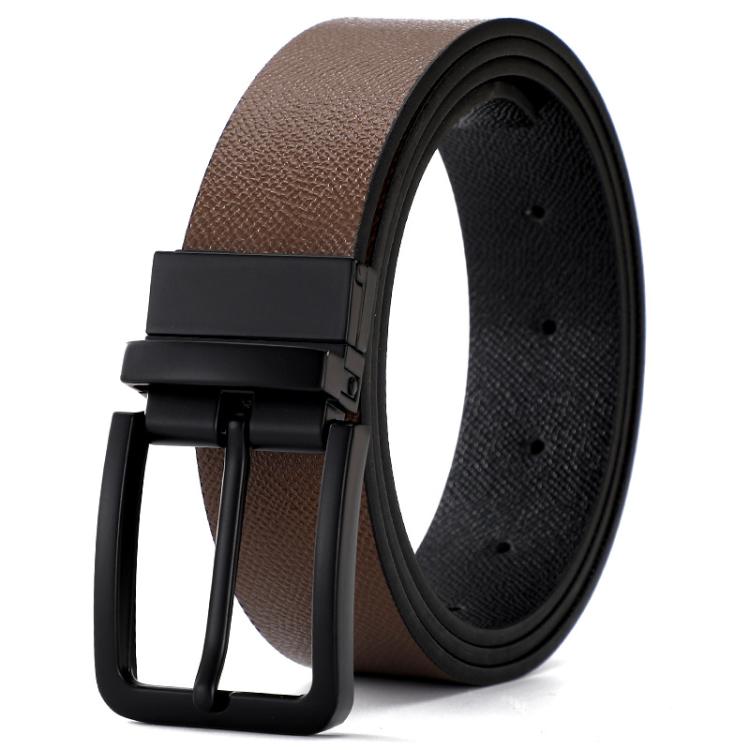 Dandali Rotating Pin Buckle Reversible Men Belt, Length: 120cm(Brown)