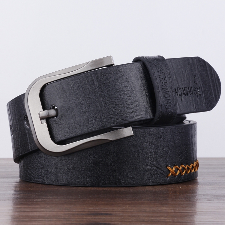Dandali XX823 Men Retro Pin Buckle Leather Belt Waistband, Length: 110cm (Black)