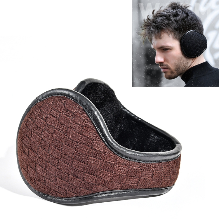 DEZ01 Winter Men Checkered Pattern Plush Foldable Warm Earmuffs Ear Bag, Size: Free Size(Brown)
