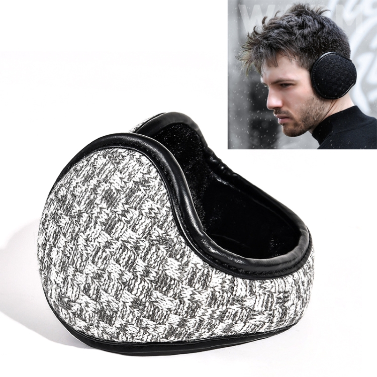 DEZ01 Winter Men Checkered Pattern Plush Foldable Warm Earmuffs Ear Bag, Size: Free Size(Off-white)