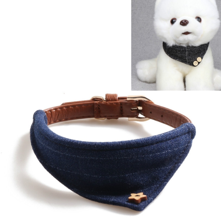 Dog Collars Pet PU Triangle Collars, Specification: 1.3x42cm(Blue)