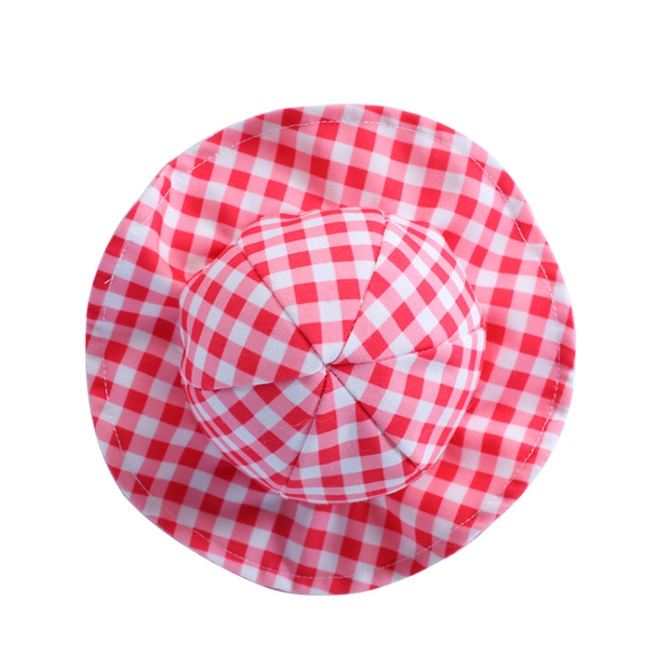 Dog Hat Summer Cool Photo Decoration Pet Cat Sun Hat, Size: M(Pink Grid)