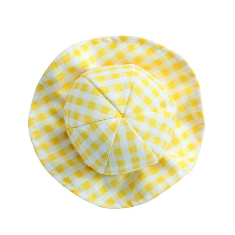 Dog Hat Summer Cool Photo Decoration Pet Cat Sun Hat, Size: S(Yellow Grid)