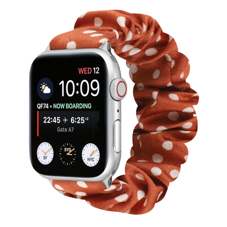 Dots Hair Ring Cloth Watch Band For Apple Watch Series 9&8&7 41mm / SE 3&SE 2&6&SE&5&4 40mm / 3&2&1 38mm(Orange)