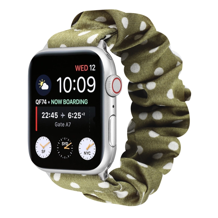Dots Hair Ring Cloth Watch Band For Apple Watch Ultra 49mm&Watch Ultra 2 49mm / Series 9&8&7 45mm / SE 3&SE 2&6&SE&5&4 44mm / 3&2&1 42mm(Green)