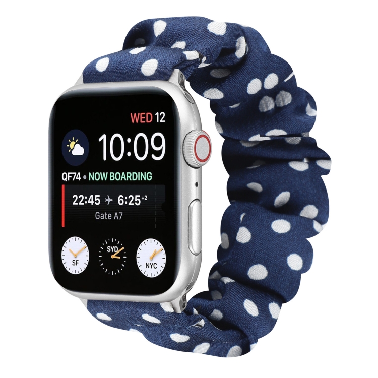 Dots Hair Ring Cloth Watch Band For Apple Watch Ultra 49mm&Watch Ultra 2 49mm / Series 9&8&7 45mm / SE 3&SE 2&6&SE&5&4 44mm / 3&2&1 42mm(Royal Blue)