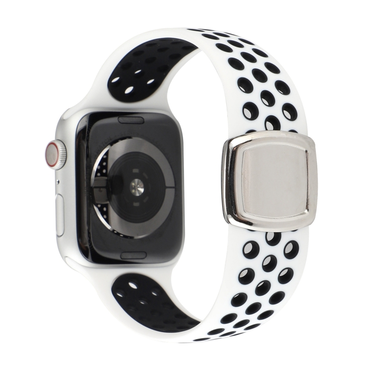 Double Color Silicone Watch Band For Apple Watch Ultra 49mm&Watch Ultra 2 49mm / Series 9&8&7 45mm / SE 3&SE 2&6&SE&5&4 44mm / 3&2&1 42mm(White Black)
