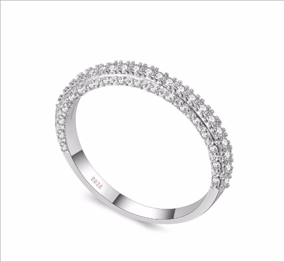 Double Row For Women Fashion Cubic Zirconia Wedding Engagement ring, Ring Size:7(White Gold Deputy Ring)