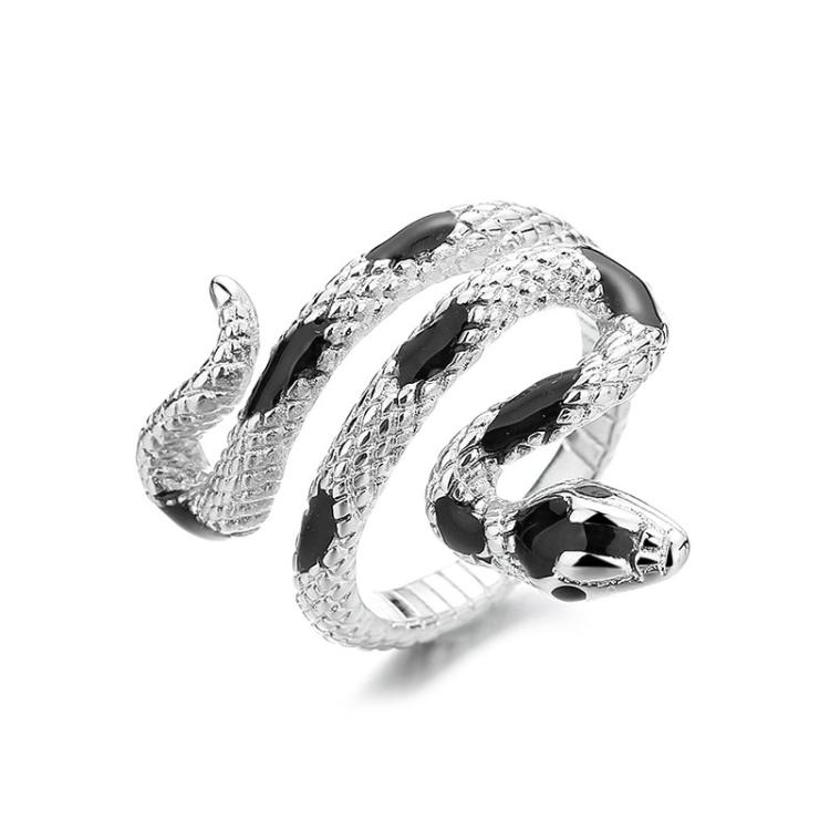 Drip Glue Snake Cool Style Irregular Index Finger Ring Tide Cool Women Ring(Black)