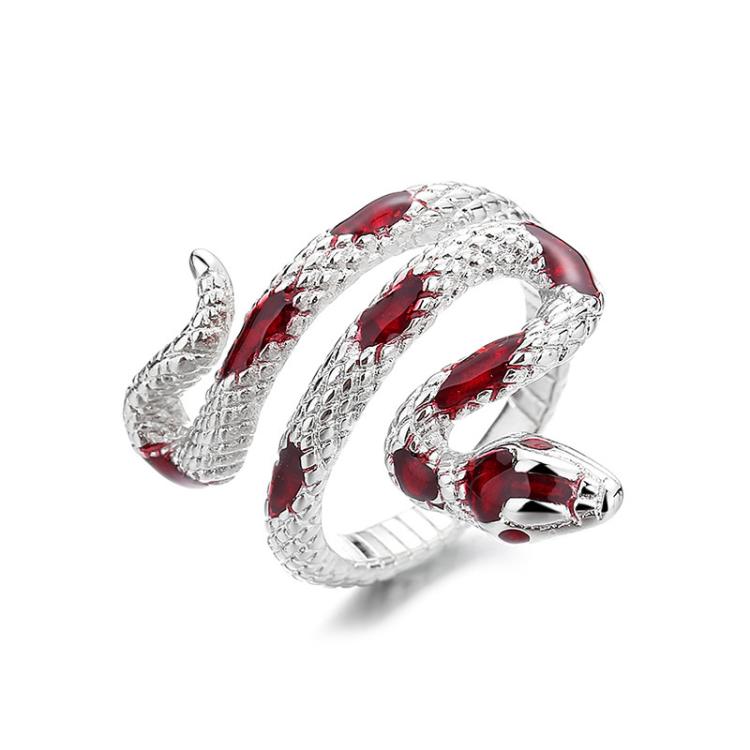 Drip Glue Snake Cool Style Irregular Index Finger Ring Tide Cool Women Ring(Red)