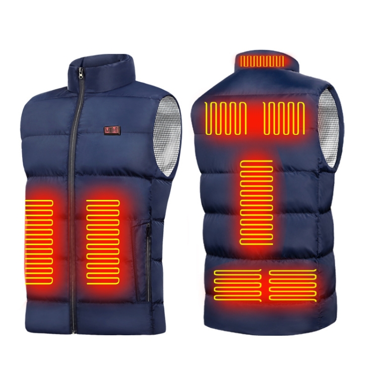 Dual Control Switch Smart USB Heating Down Vest, Size: M(Blue)