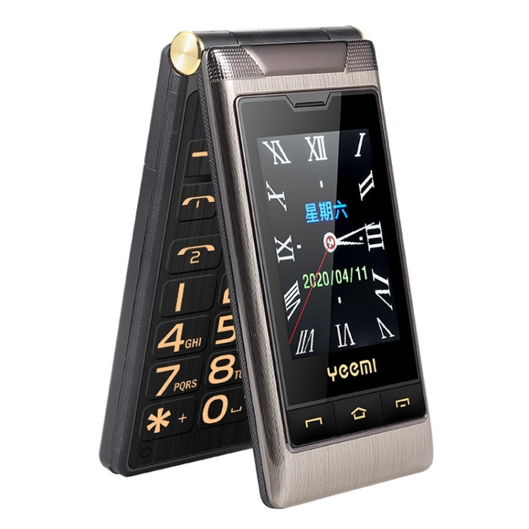 Dual-screen Flip Phone, 2.8 inch + 2.4 inch, 5900mAh Battery, Support FM, SOS, GSM, Family Number, Big Keys, Dual SIM(Gun Metal)