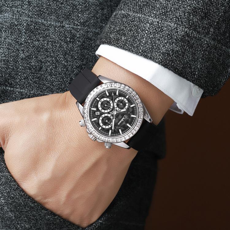 Dulunwe 6055B 30m Waterproof Luminous Automatic Mechanical Watch(Gold Silicone Belt Gold)
