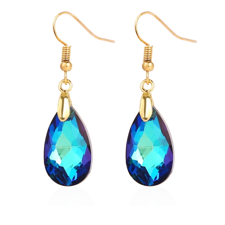 E2108-2 Blue Colorful Natural Crystal Handmade Earrings Zircon Long Earrings