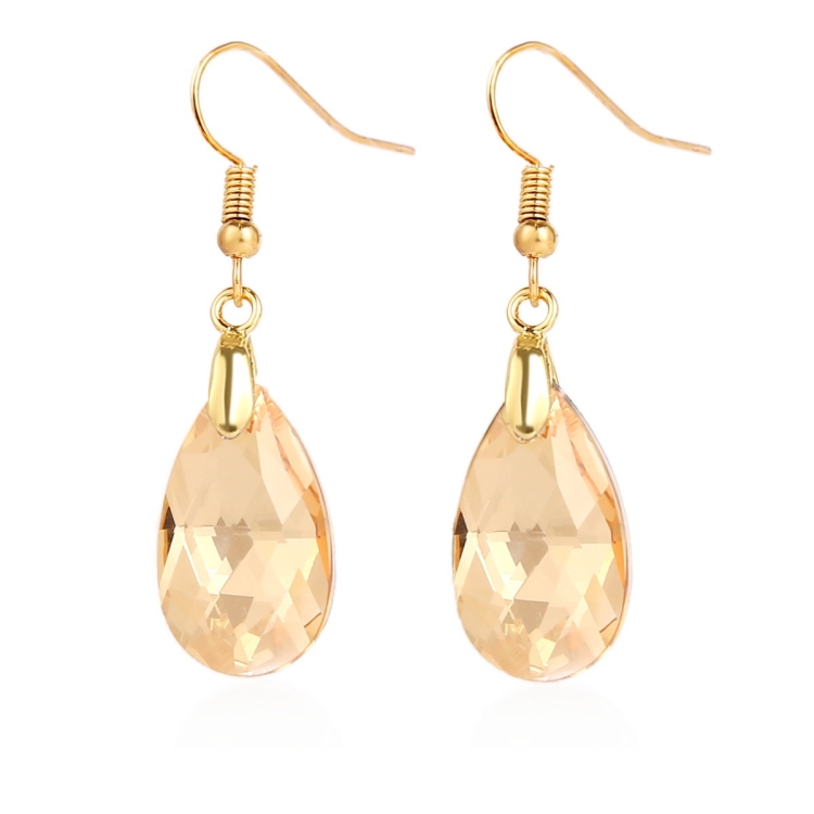 E2108-2 Champagne Color Natural Crystal Handmade Earrings Zircon Long Earrings