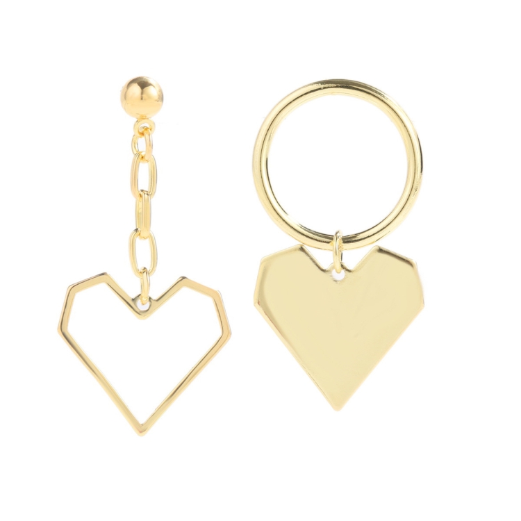 E2112-9 Gold Asymmetric Love Love Silver Needle Earrings Simple Earrings