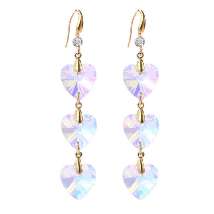 E2204-1 Love Crystal Crystal Natural Crystal Handmade Earrings Zircon Long Earrings