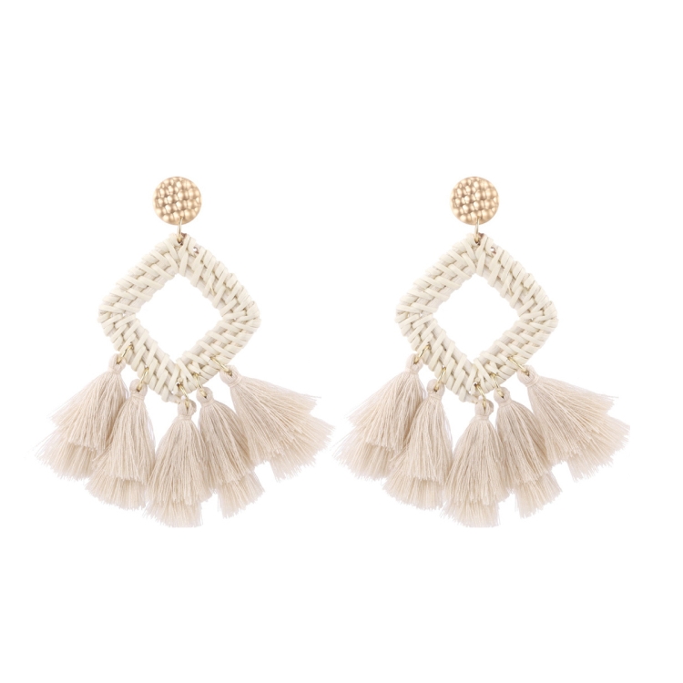E2205-3 Tassel Prismatic Bamboo Vine Handmade Woven Earrings Bosomia Style Earrings