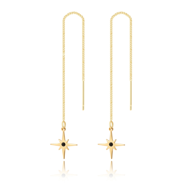 E2210-7 Four-pointed Star Long Ear Wire Women Simple Earrings
