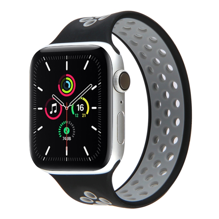 Elastic Silicone Watch Band For Apple Watch Series 7 41mm / 6 & SE & 5 & 4 40mm / 3 & 2 & 1 38mm, Length: 160mm(Black Grey)