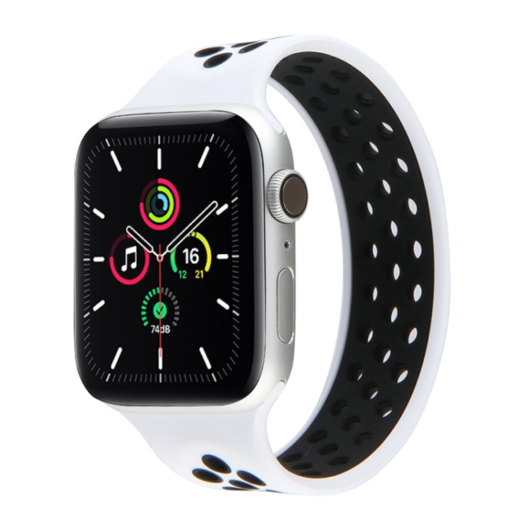 Elastic Silicone Watch Band For Apple Watch Series 7 41mm / 6 & SE & 5 & 4 40mm / 3 & 2 & 1 38mm, Length: 160mm(White Black)