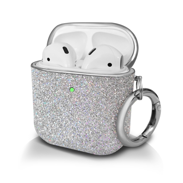 Electroplating Glitter Powder Wireless Earphone Protective Case For AirPods 1 / 2(Silver)