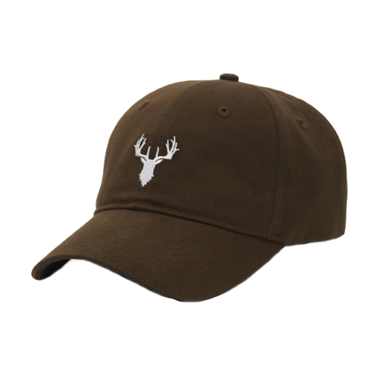 Embroidered Deer Adjustable Baseball Cap Solid Color All-match Peaked Cap(Brown)